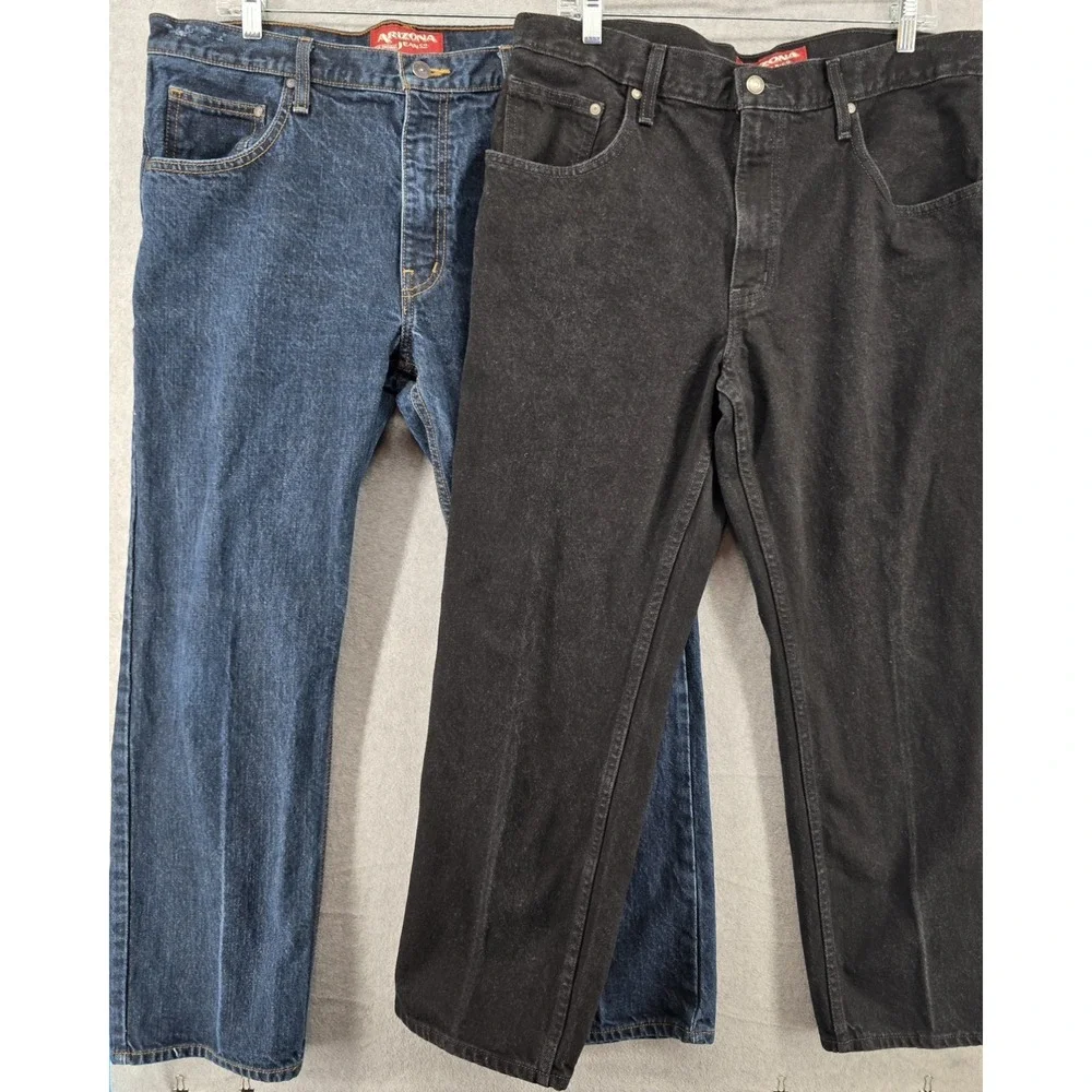 2 Arizona Men's Jeans Sz 36X29 Original Straight Blue Black‎ Denim 100% Cotton